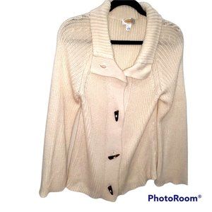 Talbots white shawl collar button down cardigan